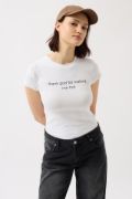 Baskılı Likralı Crop T-Shirt resmi
